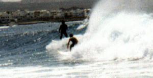 Kim & Unknown Surfer at La Santa Right